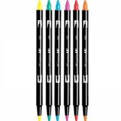 ABT Dual Brush pen 6-set Dermatologiskt testade färger