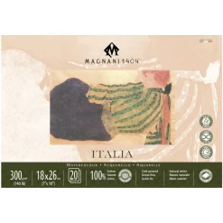 Akvarellblock Italia 100% Bomull 300g Fin Gräng 18x26 cm 20 ark