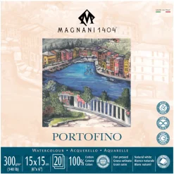 Akvarellblock Portofino 100% Bomull 300g Satin 15x15 cm 20 ark