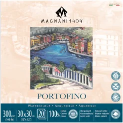 Akvarellblock Portofino 100% Bomull 300g Satin 30x30 cm 20 ark