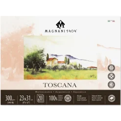 Akvarellblock Toscana 100% Bomull 300g Grov Gräng 23x31 cm 20 ark