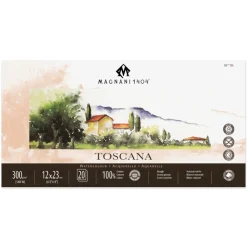 Akvarellblock Toscana 100% Bomull 300g Grov Gräng 12x23 cm 20 ark