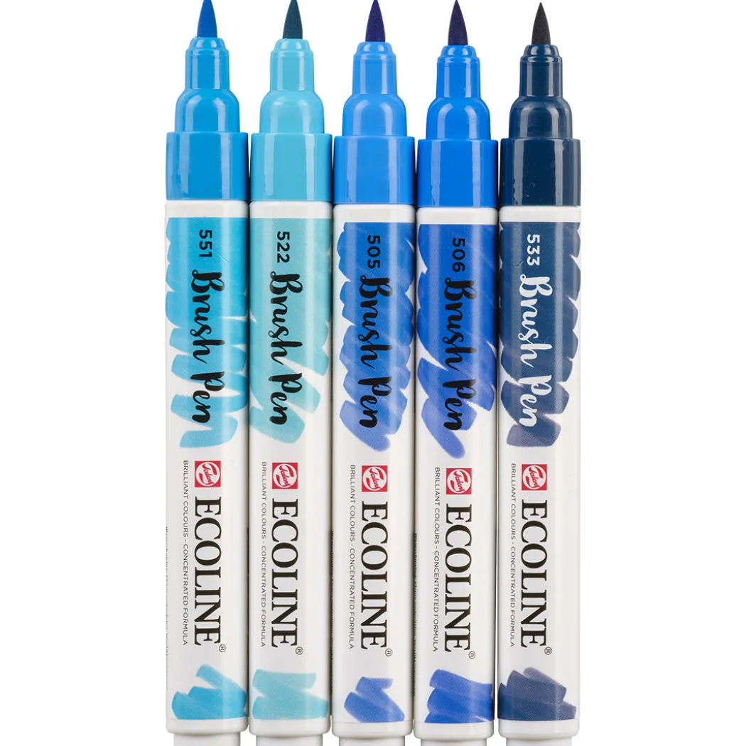 Brush Pen Blue 5-pack