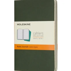 Cahier Notebook Pocket Green Linjerad