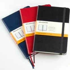Classic Hard Cover Notebook Pocket Blue Linjerad