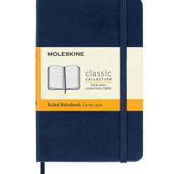 Classic Hard Cover Notebook Pocket Blue Linjerad
