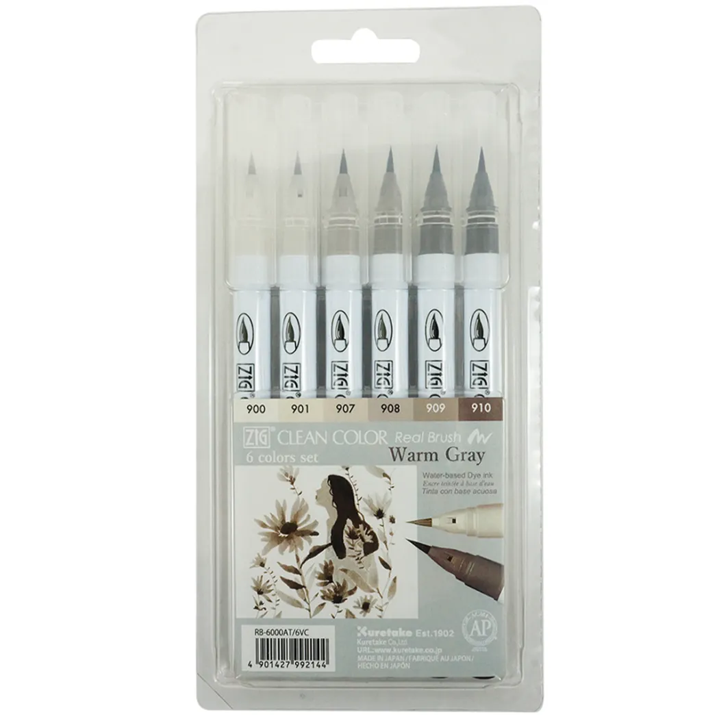 Clean Color Real Brush 6-pack Varmgrå
