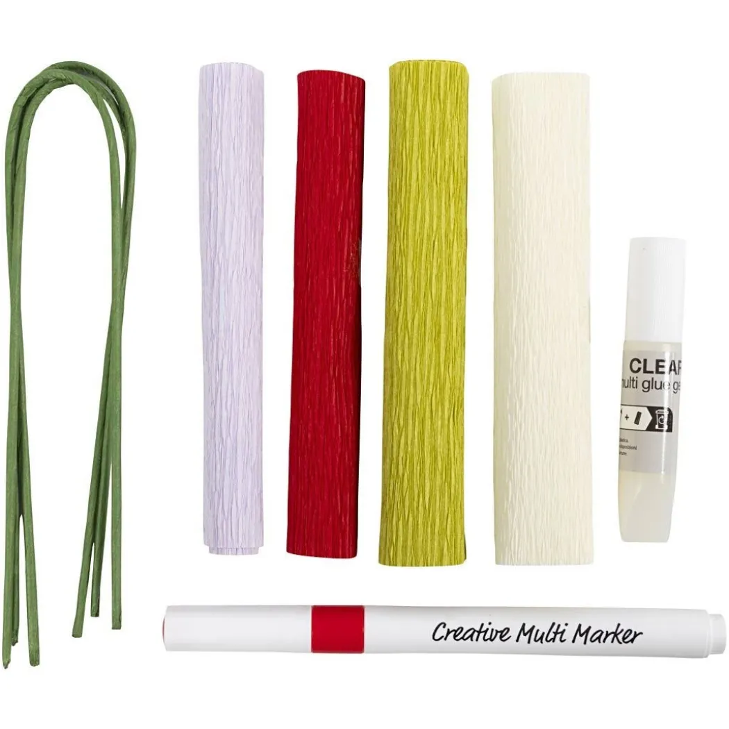 DIY-kit Pappersblommor av crepepapper Set 2