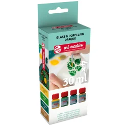 Glas & Porslinsfärg Ogenomskinlig Set 4 x 30 ml Grön Guld