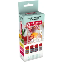 Glas & Porslinsfärg Transparent Set 4 x 30 ml Rosa Frost