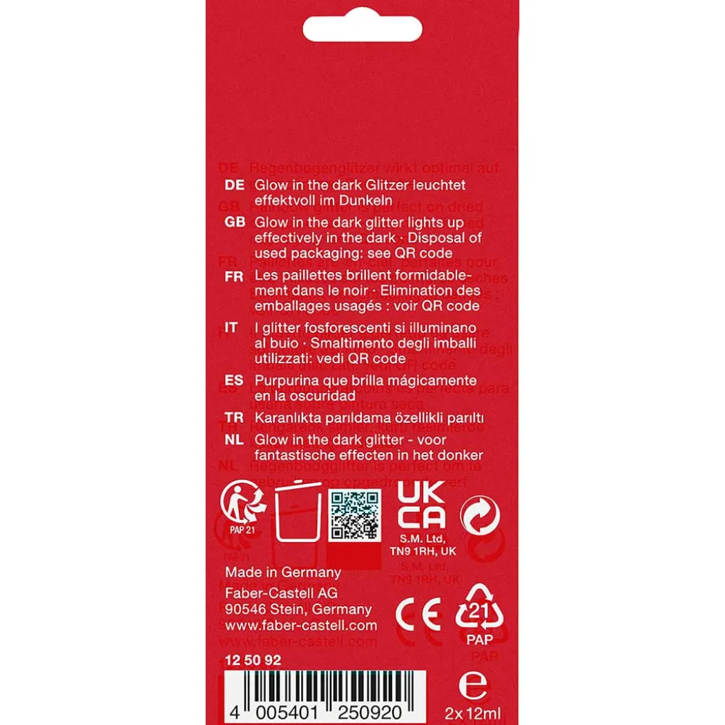 Glittergel på tub 2-pack Glow in the dark