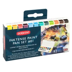 Inktense Akvarellfärg 12-set halvkoppar