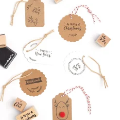 Juletiketter Manillamärken rund 12-pack