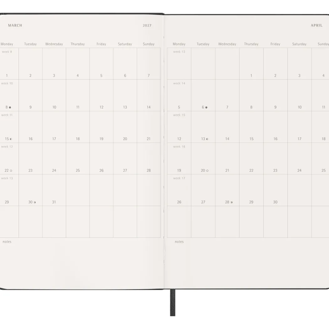 Kalender 12M Weekly Notebook 2027 Hardcover Large Black