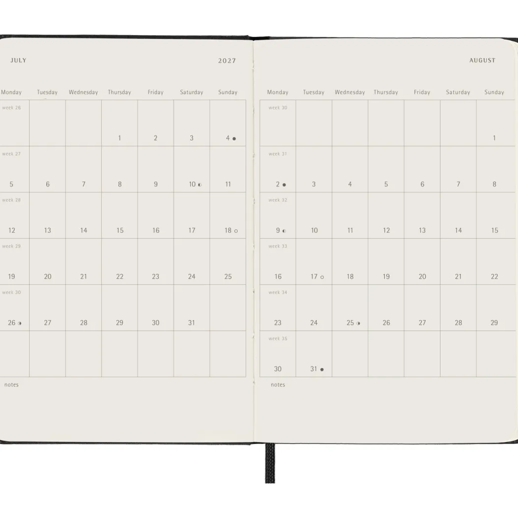 Kalender 12M Weekly Vertical 2027 Hardcover Pocket Black