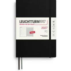 Kalender Weekly Planner & Notebook 2027 A5 Soft Cover Black