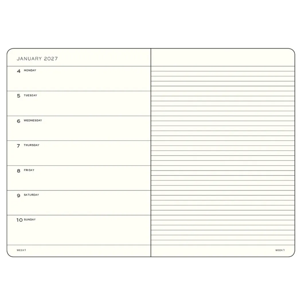 Kalender Weekly Planner & Notebook 2027 A6 Sage