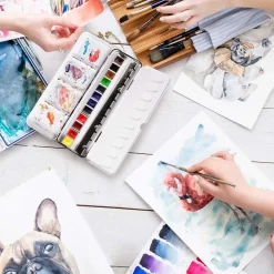 l'Aquarelle Akvarellfärg i metallask 12 halvkoppar