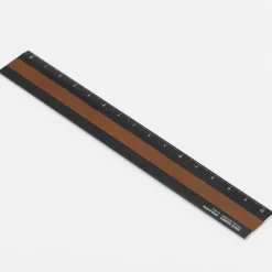 Linjal Aluminium/Läder 15 cm Black/Camel