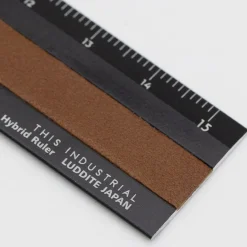 Linjal Aluminium/Läder 15 cm Black/Camel
