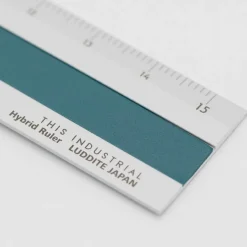 Linjal Aluminium/Läder 15 cm Silver/Turquoise
