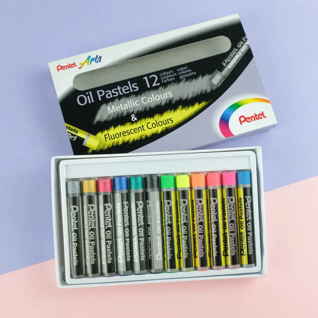 Oljepastell Fluo & Metallic 12-set