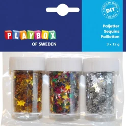 Paljetter 3 x Stjärnor 12 g