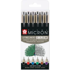 Pigma Micron Fineliner 6-set 01 Basic Colours