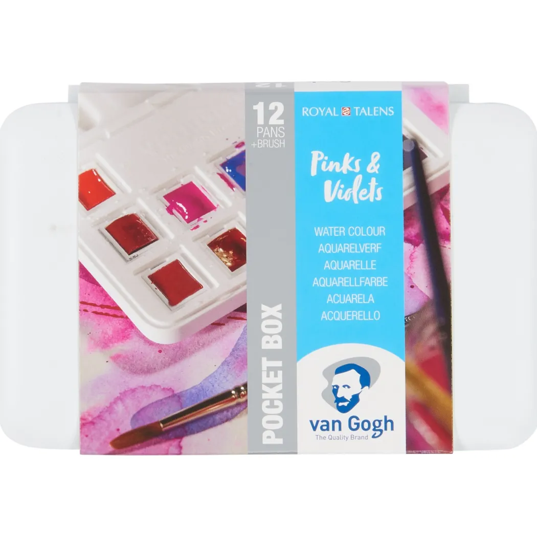 Pocket Box Akvarellfärg 12-set Pinks & Violets