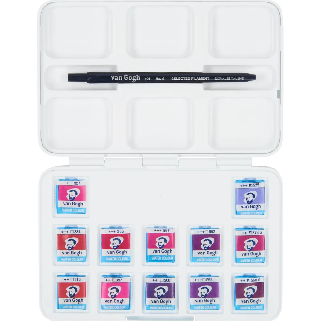 Pocket Box Akvarellfärg 12-set Pinks & Violets