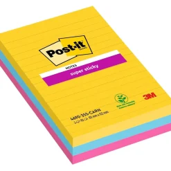 Post-it Super Sticky 101x152 Färgmix Carnival Linjerad 3-pack