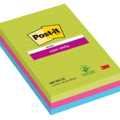 Post-it Super Sticky 101x152 Färgmix Neon Linjerad 3-pack