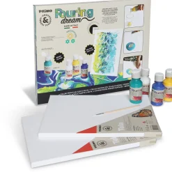Pouring-kit Akryl 4x100ml + 2 canvas