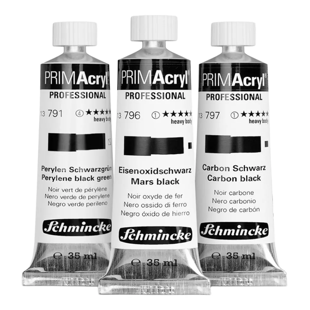 PRIMAcryl Akrylfärg 35 ml Black 3-set