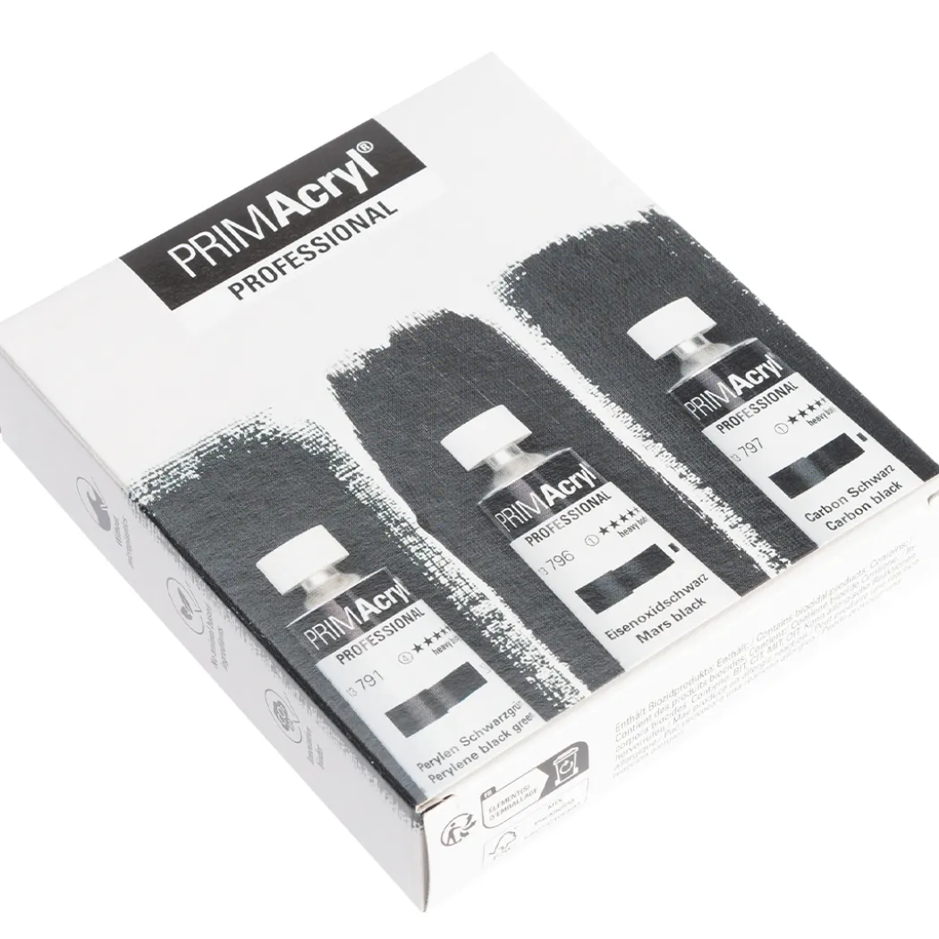 PRIMAcryl Akrylfärg 35 ml Black 3-set
