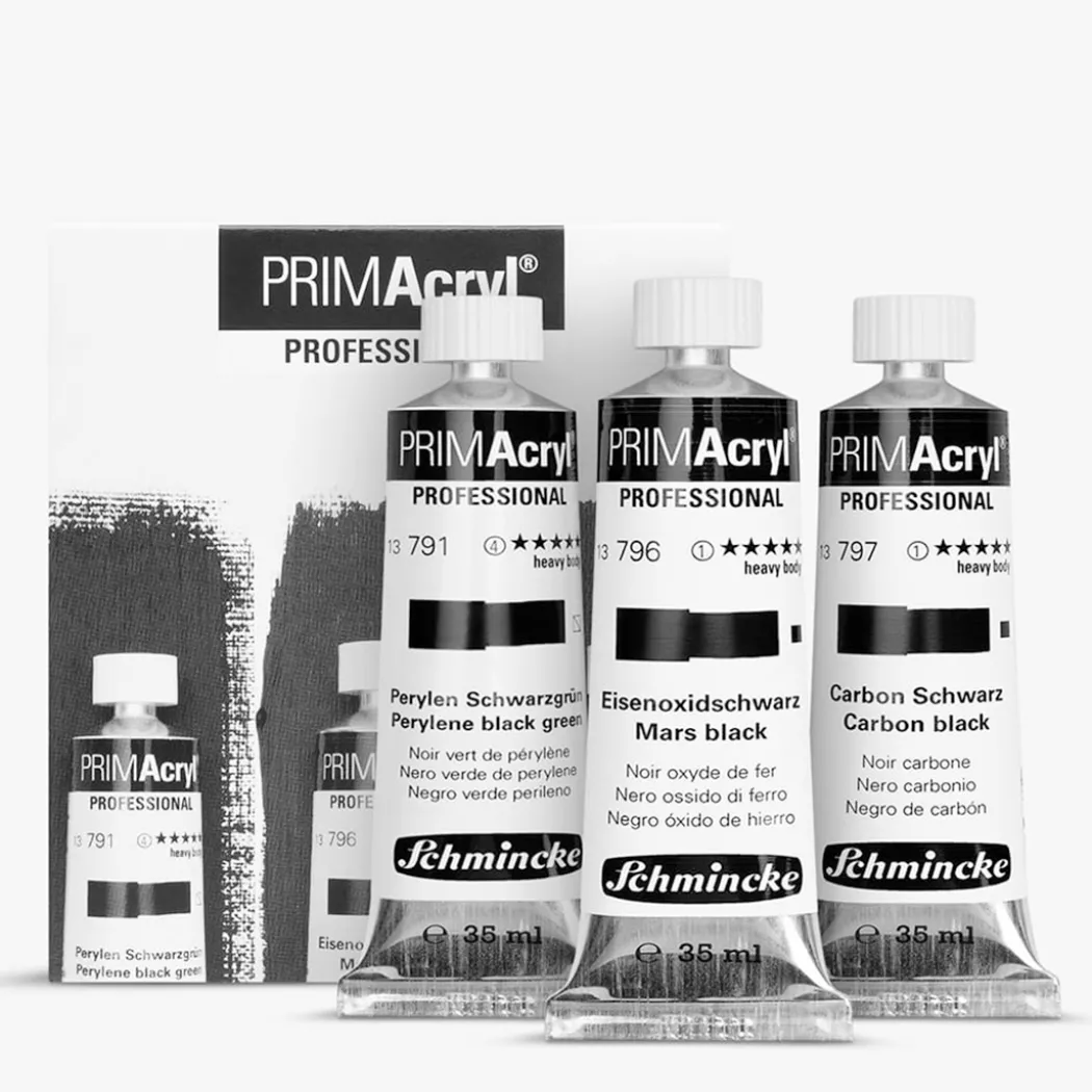 PRIMAcryl Akrylfärg 35 ml Black 3-set
