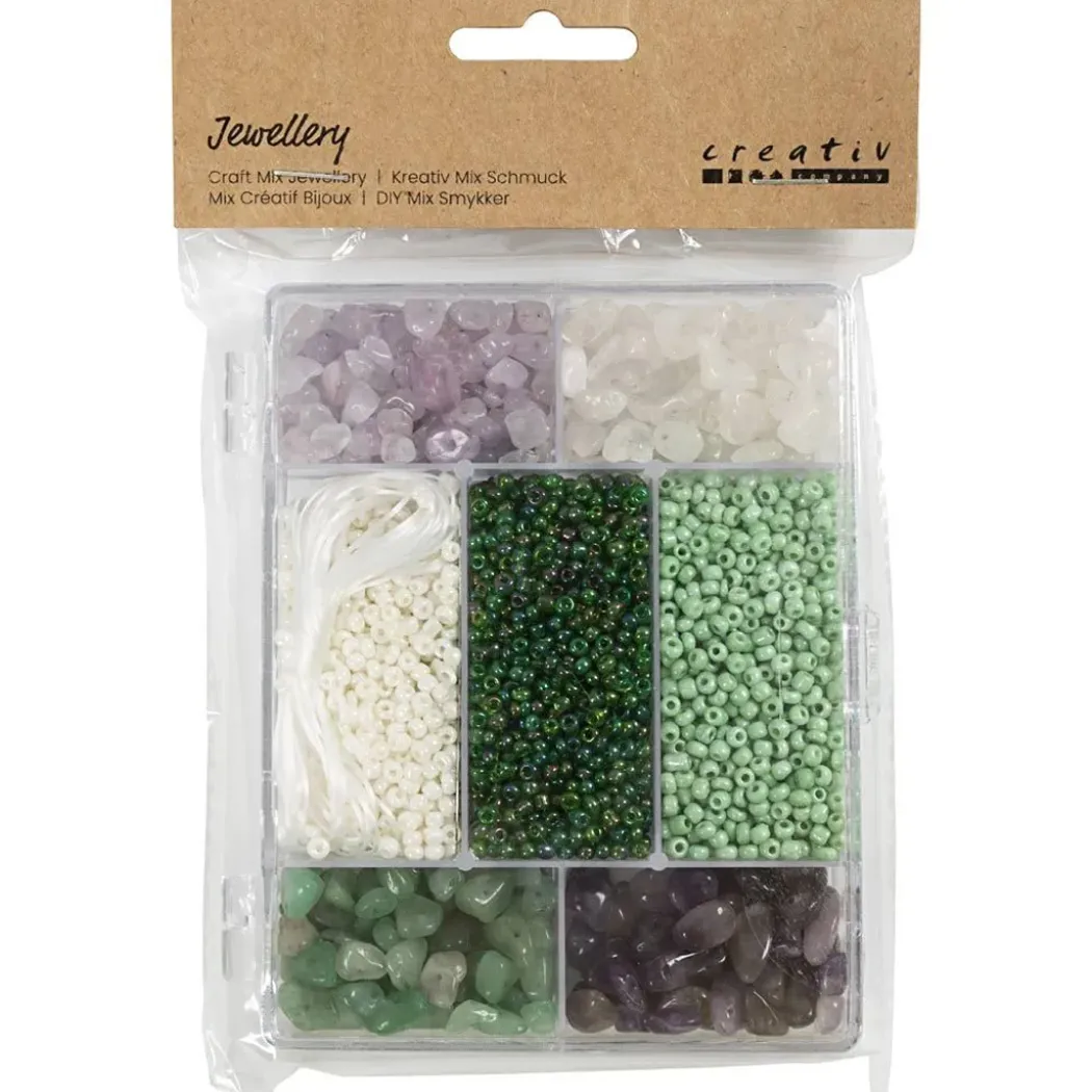 Pärlmix Kristaller Grönlila färger