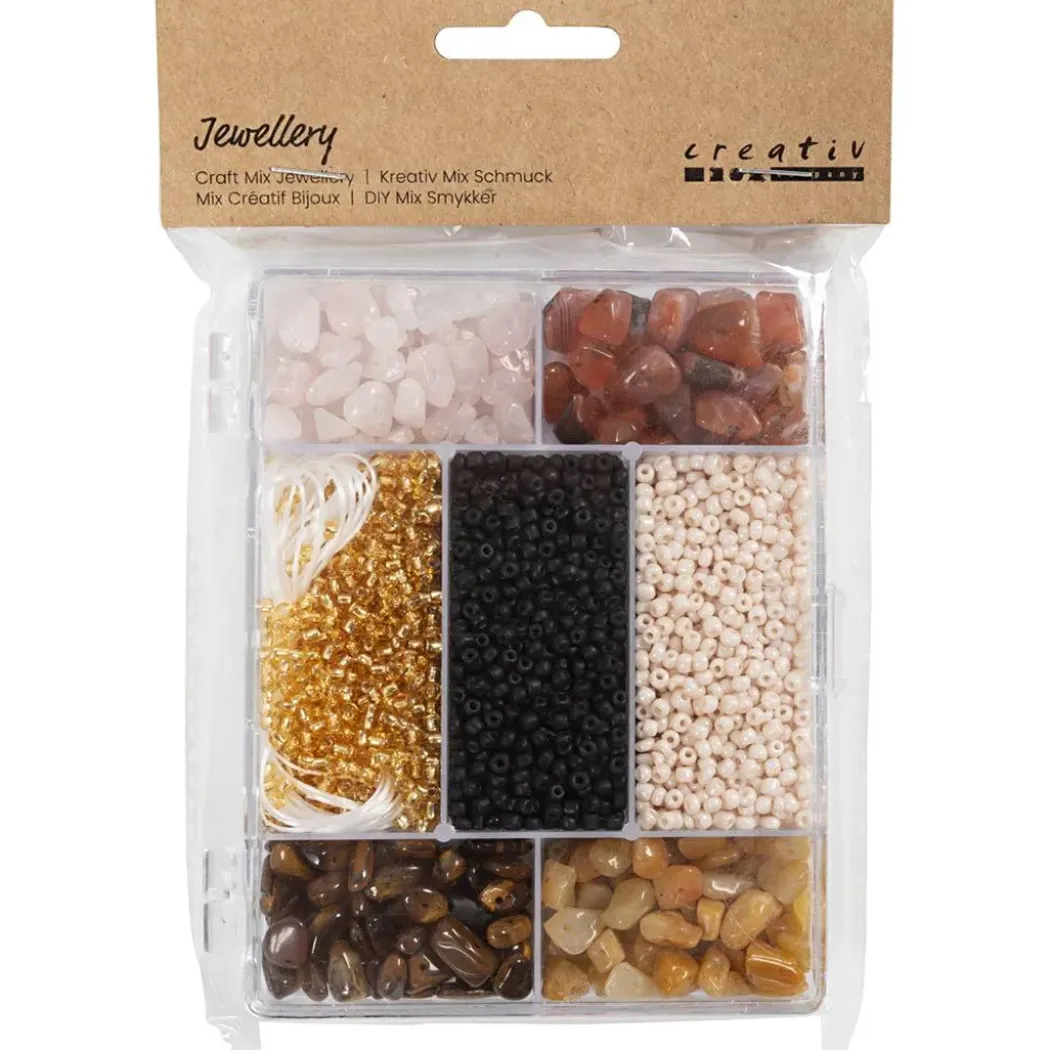Pärlmix Kristaller Jordnära färger