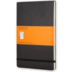 Reporter Hard Cover Notebook Pocket Black Linjerad