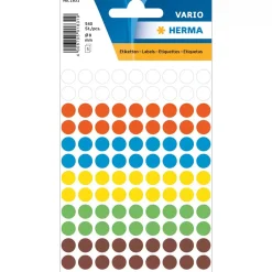 Rund klisteretikett Ø8mm 540-pack Mixade färger