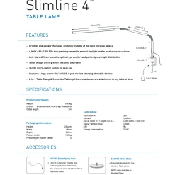 Slimline 4 Table Lamp Brushed Steel