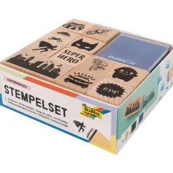 Stämpelset + stämpeldyna Superheroes 12-pack