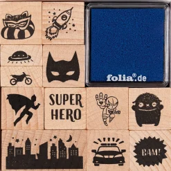 Stämpelset + stämpeldyna Superheroes 12-pack
