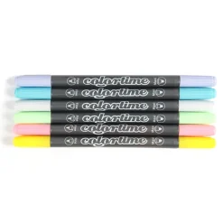 Tuschpennor Two-Tip 6-set Pastel