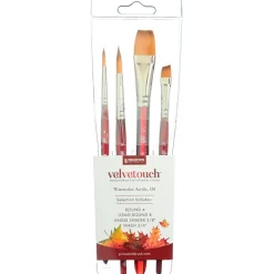 Velvetouch Syntetpensel kort skaft Professional 4-set