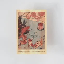 Vykort i Hinoki-trä – Kuniyoshi ”Tokaido Highway” 6-set