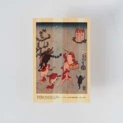Vykort i Hinoki-trä – Kuniyoshi ”Tokaido Highway” 6-set